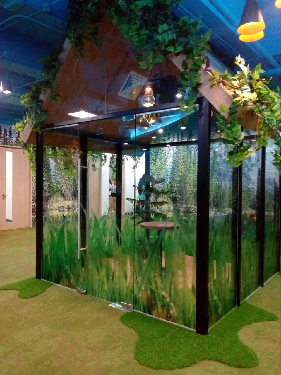 Nature-themed printed glass enclosure