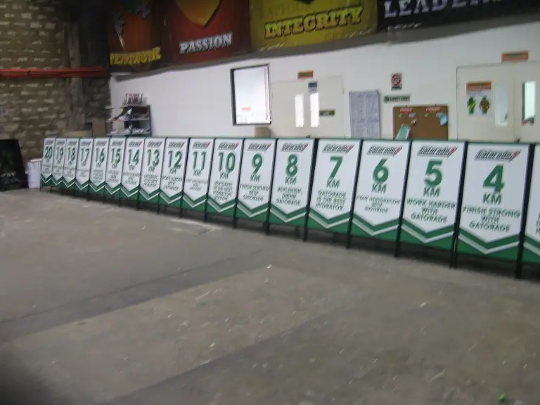 Numbered distance marker standees