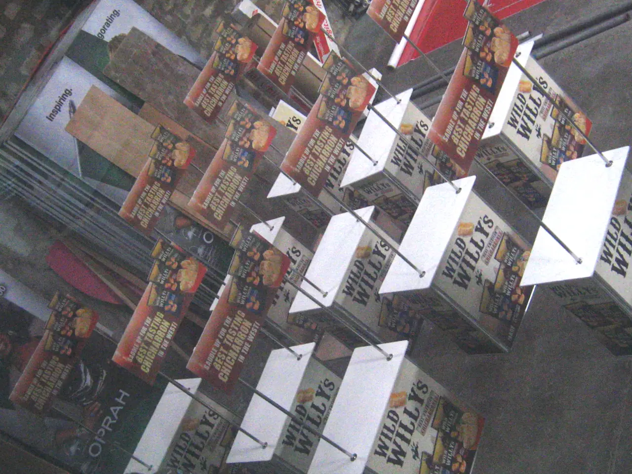 Hanging shelf displays ready for installation