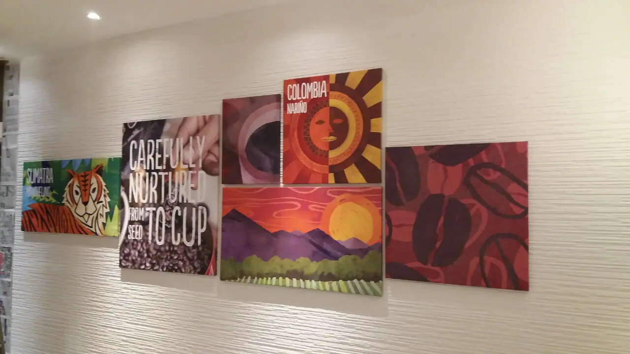 Coffee-themed printed wall panels